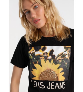 Lois T-shirt Lois Jeans - Pailletes detalhe preto