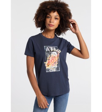 Lois Lois Jeans T-shirt - Vintage Girl Graphic - Navy Short Sleeve