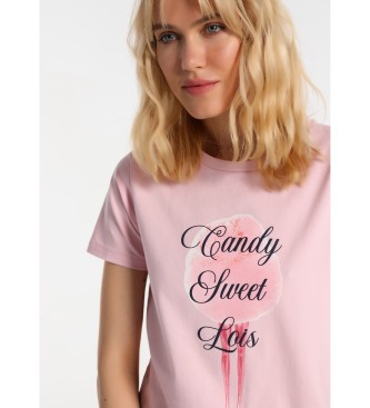 Lois Jeans Lois Jeans T-shirt - Grafische korte mouw roze