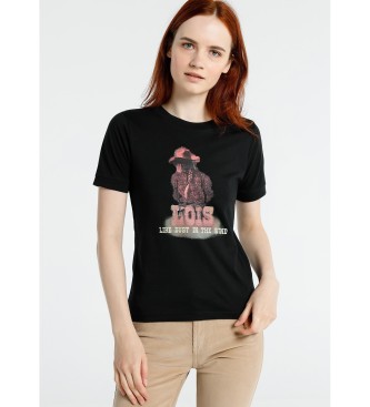 Lois T-shirt Lois Jeans - Grafica manica corta Texas Roses nera