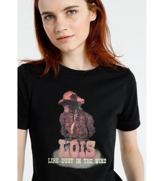 Lois Camiseta Lois Jeans -Manga Corta Grafica Texas Roses negro
