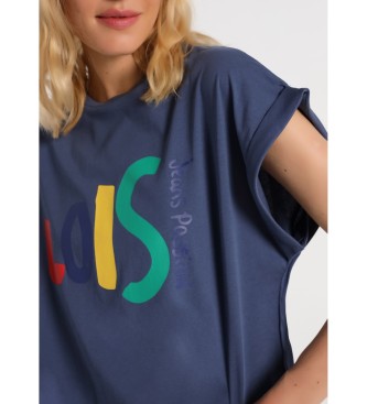Lois T-shirt Lois Jeans - Manches à double pli avec graphique bleu