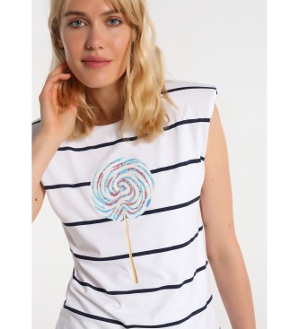 Lois Jeans Lois Jeans T-shirt - Maxi skuldre med grafisk hvid