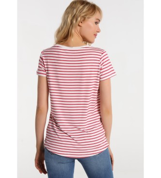 Lois T-shirt Lois Jeans - Rayures avec graphique rose