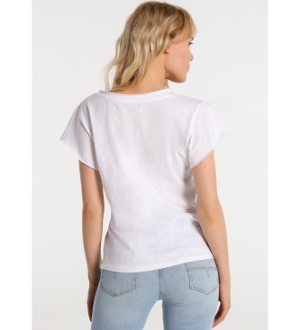 Lois Camiseta Lois Jeans - Slub Cuello Pico blanco