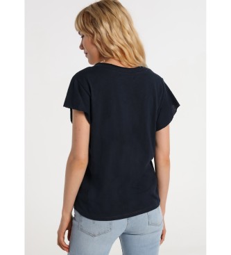 Lois T-shirt Lois Jeans - Marinha Slub Peak Neck