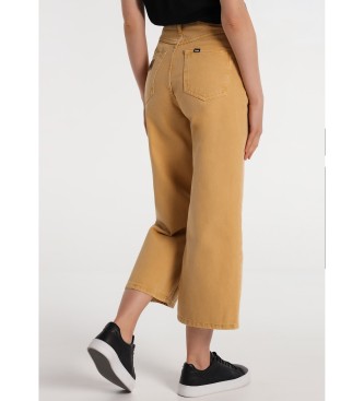 Lois Jeans Denim Color Straight Wide Crop marrón