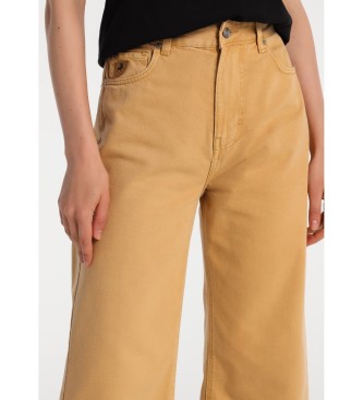 Lois Jeans Denim Color Straight Wide Crop marrón