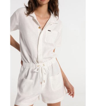 Lois Jeans Linen Blend Short Jumpsuit white