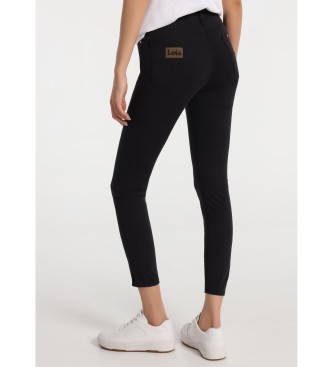 Lois Pantaloni in twill attillati a vita alta di colore nero