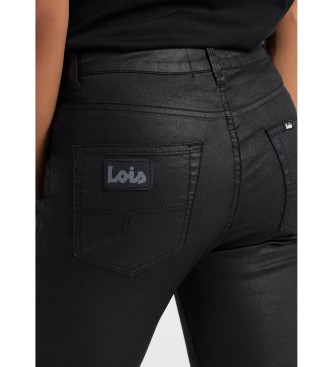 Lois LOIS JEANS - Calças pretas de cintura alta com revestimento preto