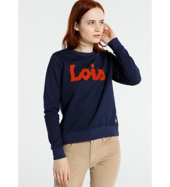Lois Jeans Sweat-shirt Logo Flock marine