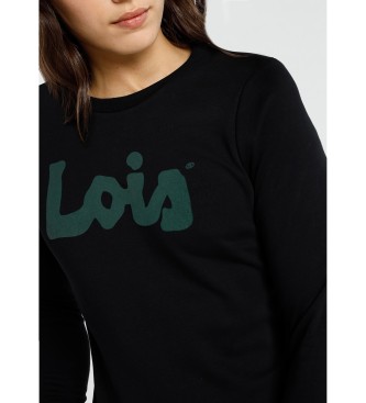 Lois Jeans Logtipo Flock sweatshirt preto