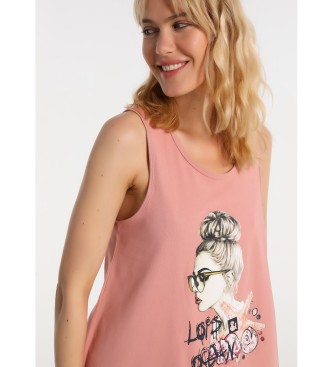 Lois Asymmetric Graphic T-shirt pink