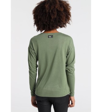 Lois Jeans Lurex V-hals T-shirt groen