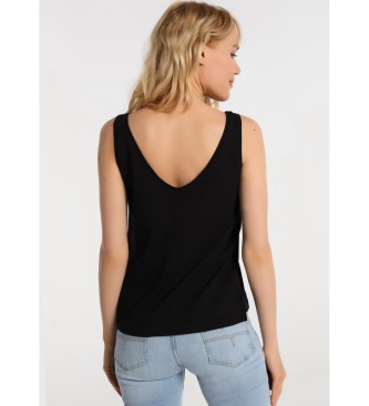 Lois Camiseta Tirantes Mixed Linen negro