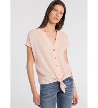 Lois Jeans T-shirt rosa annodata