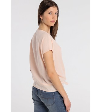 Lois Jeans T-shirt Geknoopt roze