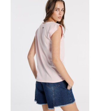 Lois T-shirt rosa senza maniche con scollo a V