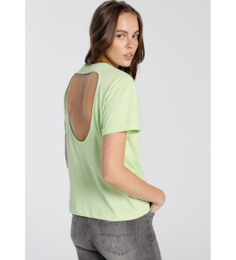Lois Jeans T-shirt verde sul retro del collo