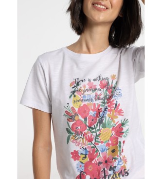 Lois Jeans Frida Flower Grafik T-Shirt Wei