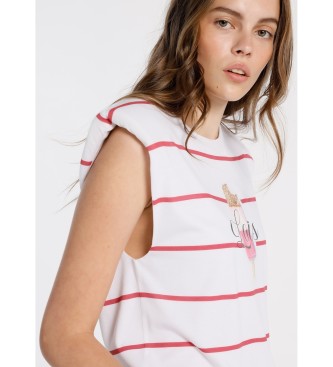 Lois Jeans Koszulka Maxi na ramiączkach z grafiką biała