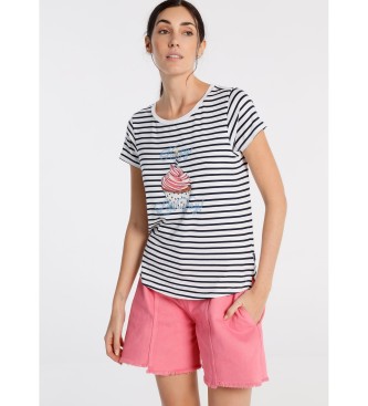 Lois Jeans Striped T-shirt with white graphic