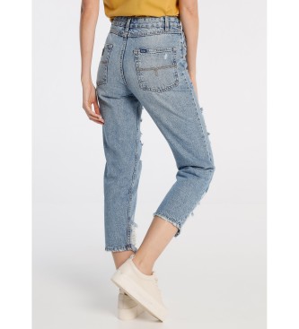 Lois Jeans Jeans Denim Damage Straight Wide Crop White
