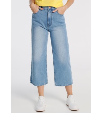 Lois Jeans Jeans Denim Medium Blue Straight Wide Crop Azul
