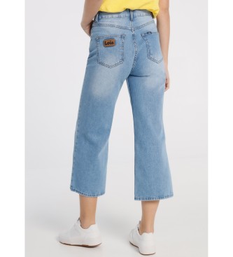 Lois Jeans Jeans Denim Medium Blue Straight Wide Crop Blue