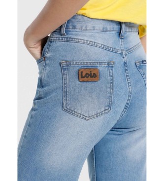Lois Jeans Jeans Denim Medium Blue Straight Wide Crop Blue