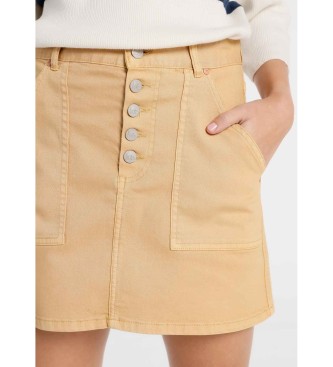 Lois Jeans Brown Skirt Buttons Fly Brown Color