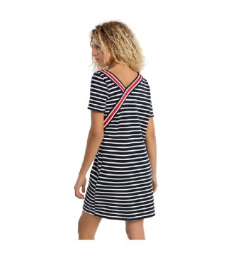 Lois Elstico black striped dress