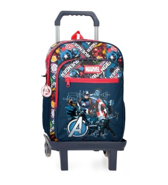 Joumma Bags Avengers Legendary 40 cm skolerygsk med to rum og navy trolley