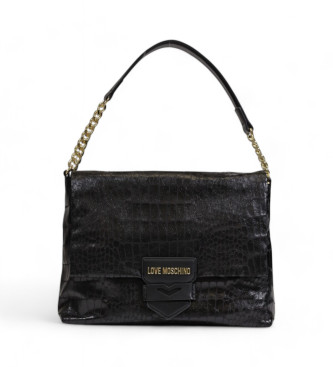 Love Moschino Saco em croco macio preto