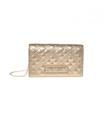 Love Moschino Quilted golden blue shoulder bag -22x15x5cm