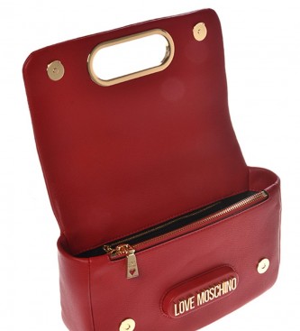 Love Moschino Saco de ombro de placa rectangular vermelho