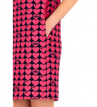 Love Moschino Vestido de coração vermelho estampado
