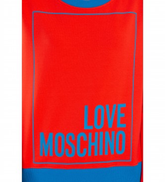 Love Moschino T-shirt Girocollo Stampa Logo Box vermelho, azul