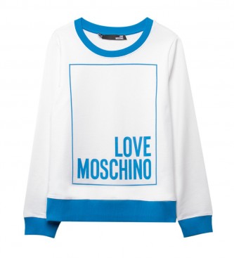 Love Moschino Stampa Logo Box Felpa bianca, blu