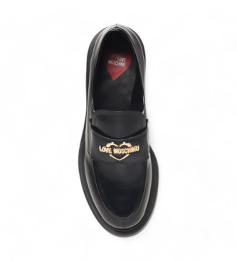 Love Moschino Leather Moccasins City40 Cocco black