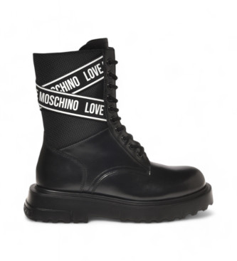 Love Moschino Quadratische Lederstiefel schwarz