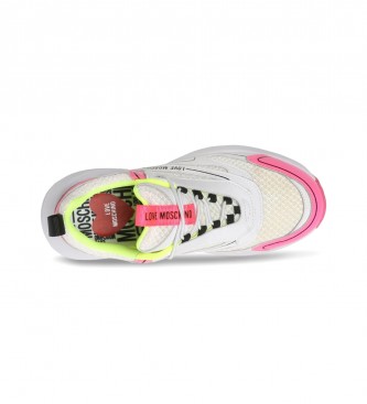 Love Moschino Sneakers bianche rosa -Altezza plateau 5cm-