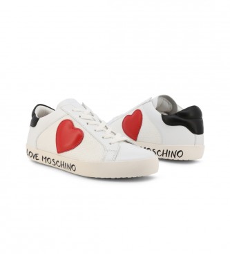 Love Moschino Baskets en cuir Heart white