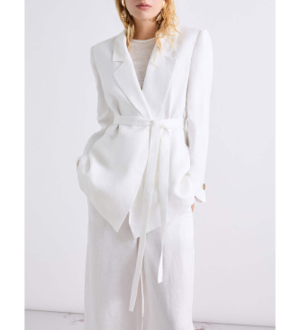 Marella Blazer en lin d�lav� blanc