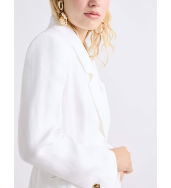 Marella Blazer en lin d�lav� blanc