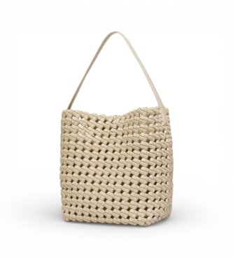 Marella Bolso grande de tejido trenzado beige