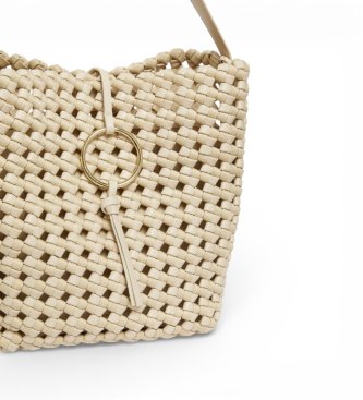 Marella Bolso grande de tejido trenzado beige