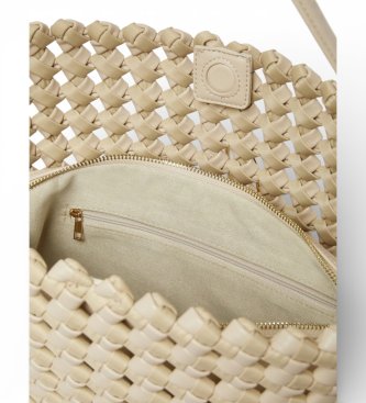 Marella Bolso grande de tejido trenzado beige