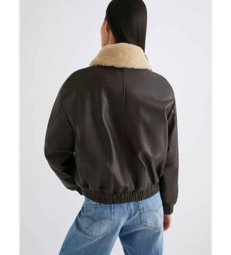 Marella Braune Leder-Bomberjacke von Scandio